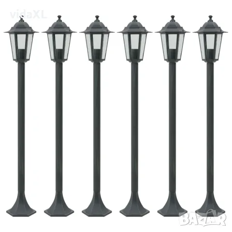 vidaXL Градински стълбове, 6 бр, E27, 110 см, алуминий, тъмнозелено(SKU: 44214)