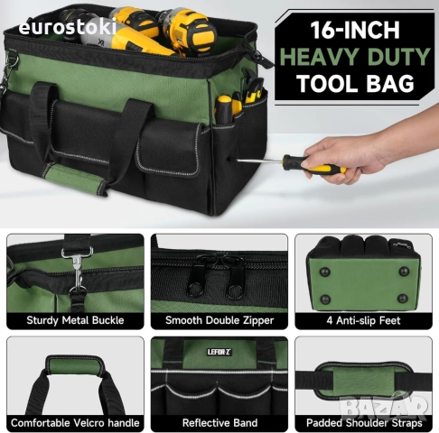 Чанта за инструменти, 40-сантиметрови тежки чанти за инструменти за мъже, 27 джоба, с широк отвор, снимка 3 - Други инструменти - 52124449