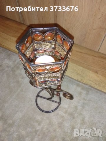 Свещник, метален със стъклени апликации., снимка 4 - Други ценни предмети - 41517297