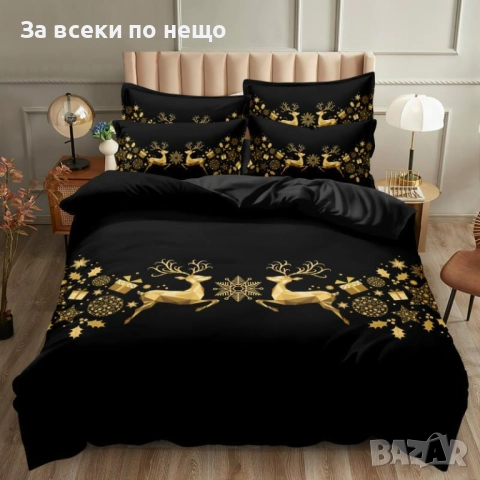 Коледно спално бельо, 100% памук, 6 части - Налични Различни Десени Код P1600, снимка 3 - Спално бельо - 52588999