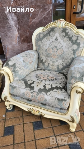 Италианска барокова холна гарнитура 031, снимка 5 - Дивани и мека мебел - 52368365