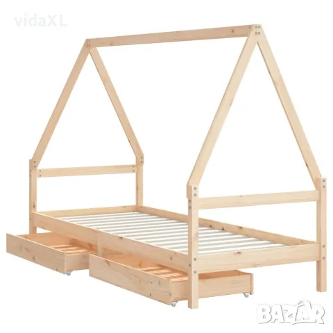 vidaXL Детска рамка за легло с чекмеджета, 90x190 см, бор масив, снимка 4 - Бебешки легла и матраци - 56148060