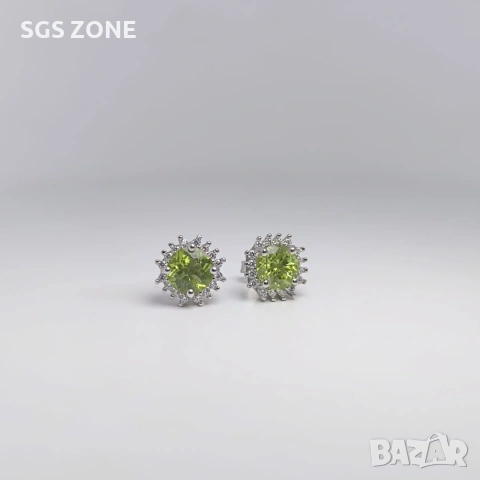 Много нежни обеци от сребро 925 с перидот, снимка 5 - Обеци - 53328548