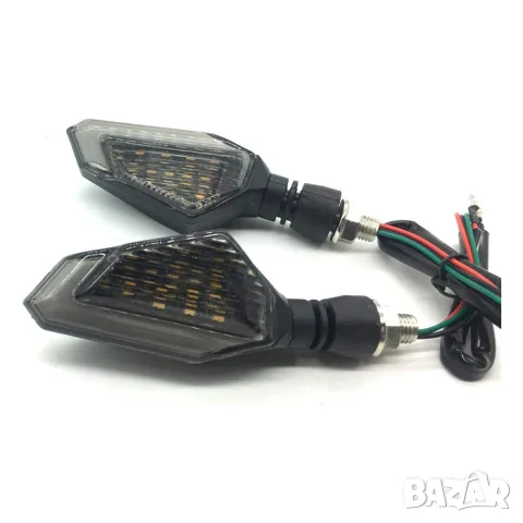 Комплект оранжеви 12V LED мигачи за мотор с PVC корпус 2 броя