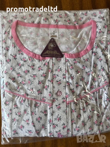 Българска памучна нощница с дълъг ръкав големи номера, снимка 4 - Нощници - 50986879