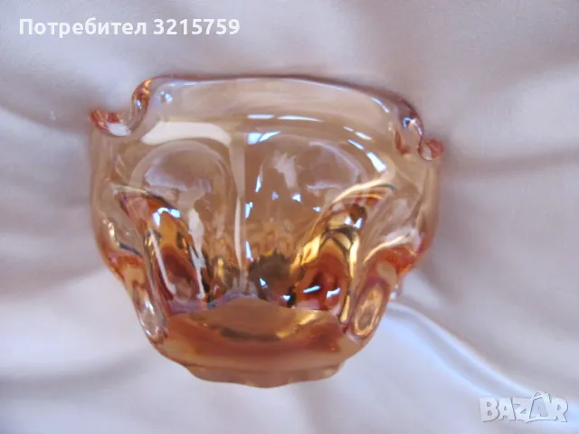 кристална купа,пепелник, цветно стъкло, ръчна изработка Колекционерство Изделия от стъкло Купи, Фрук, снимка 3 - Декорация за дома - 48618012
