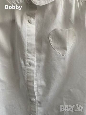 Риза на сърца и къси дънкови панталони 7-8-9 години, снимка 3 - Детски комплекти - 41447678
