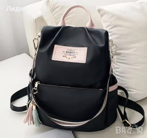 Стилна дамска раница с кожени акценти и пискюли-идеална за всеки ден , снимка 6 - Чанти - 52154008