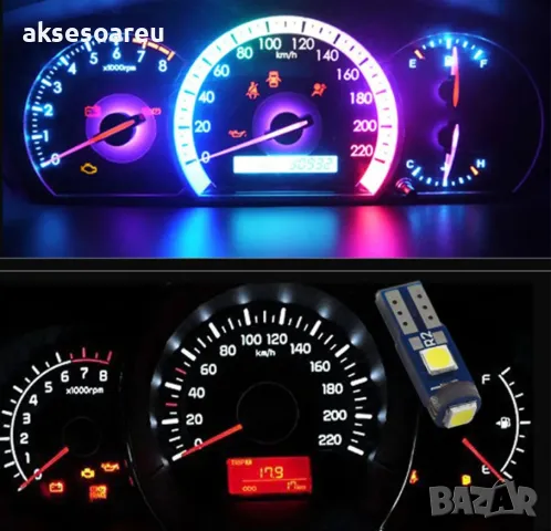 Нови 2 бр. малки габаритни крушки за осветление на арматурно табло T5 3SMD LED супер ярък 3030 LED, снимка 4 - Аксесоари и консумативи - 50420009