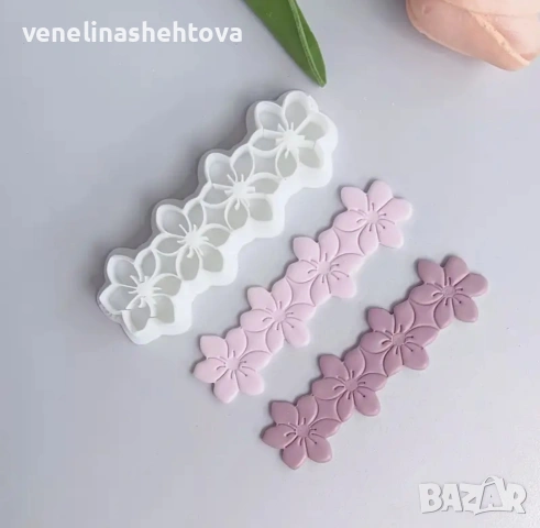 Цвете цветя пластмасов резец изрязване тесто за бисквитки фондан декорация торта мъфини гипс смола , снимка 2 - Форми - 53780261