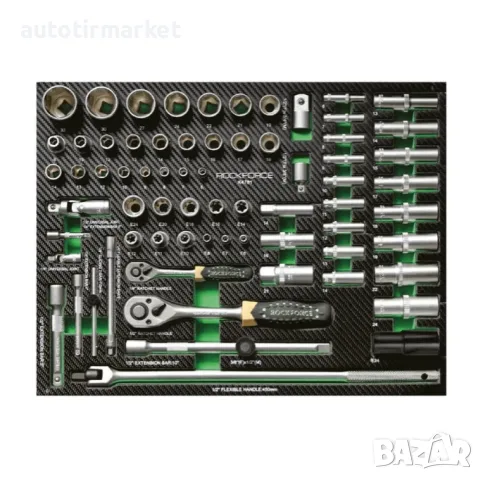 Количка шкаф с инструменти с 7 чекмеджета 5 пълни – Rockforce RFGREEN, снимка 5 - Аксесоари и консумативи - 56053578