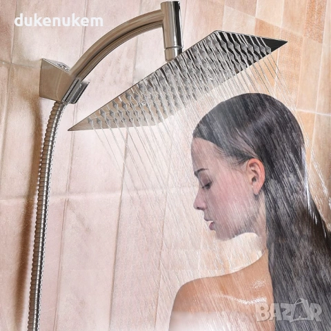 Душ слушалка, 8'' квадратен душ с маркуч 1.5 м, снимка 6 - Други стоки за дома - 52711249