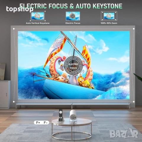 Чисто нов проектор с WiFi и Bluetooth, XuanPad 15000 лумена, 150", 30000 часа..., снимка 4 - Плейъри, домашно кино, прожектори - 51572586