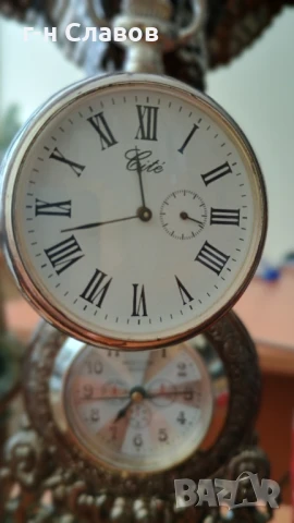 ПОСРЕБРЕН (silver) Cite* с механизъм за ръчно навиване и с флорален гравиран заден капак!, снимка 2 - Джобни - 51102076