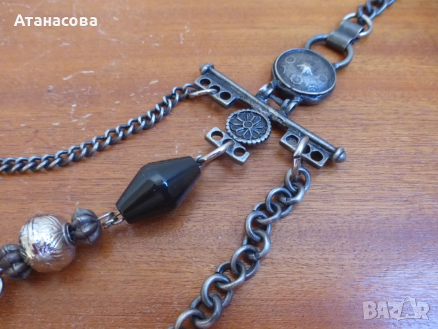 Български метален гердан МНХЗ 1970 г, снимка 4 - Колиета, медальони, синджири - 52427118