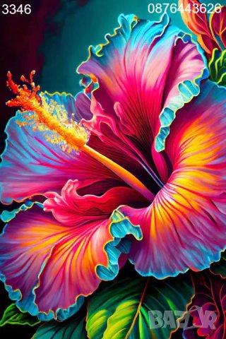 Диамантен гоблен Хибискус Електрик, снимка 1