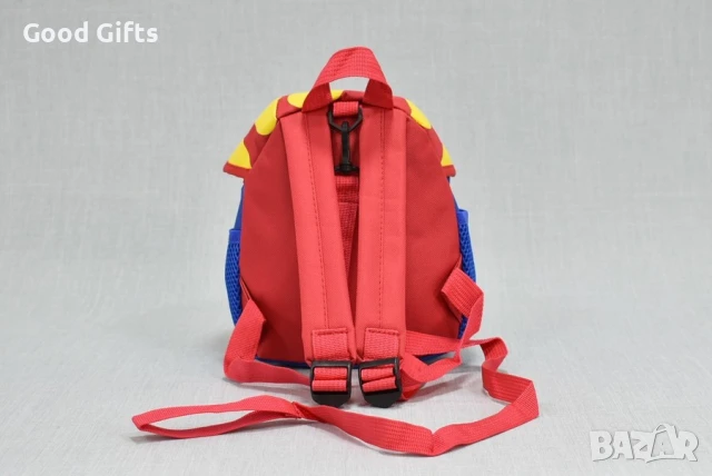 Детска текстилна раница Гъбка с джобове и дръжка за контрол – 18х23х8 см, снимка 4 - Раници - 51399282