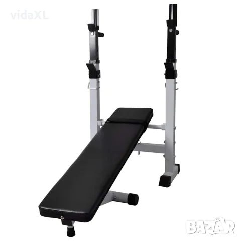 vidaXL Комплект лежанка със стойка за лост, щанга и дъмбели, 60,5 кг, снимка 4 - Спортна екипировка - 56146395
