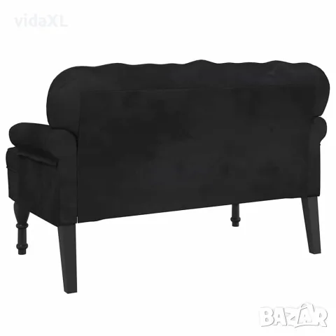 vidaXL Пейка с облегалка, черна, 119,5x64,5x75 см, кадифе, снимка 6 - Дивани и мека мебел - 56147401