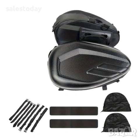 Мото Дисаги Carbon Look – Водоустойчиви и Разтегателни, 36L - 58L (за двете чанти)