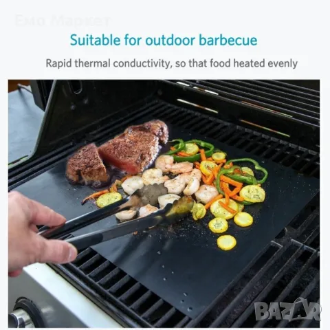 Незалепващи тефлонови подложки за барбекю от фибростъкло 5 броя, снимка 10 - Други - 49213507