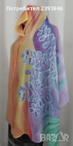 Ръчно рисуван копринен шал , снимка 1