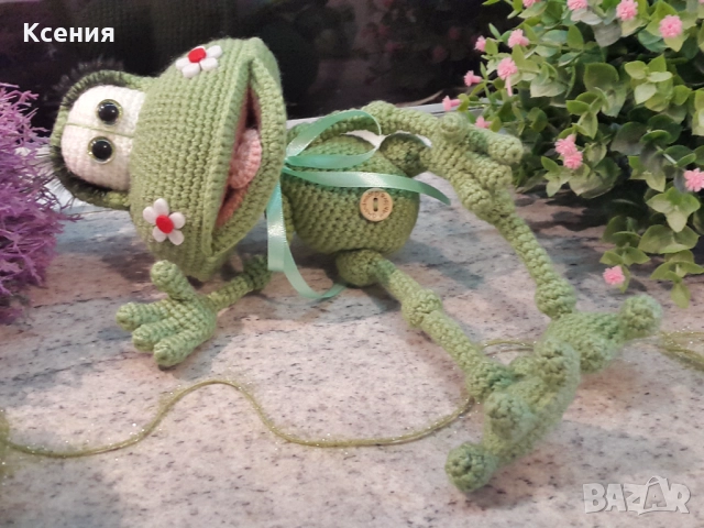 Плетена играчка Жаба, ръчно изработени, прекрасен подарък, снимка 7 - Плюшени играчки - 52063588