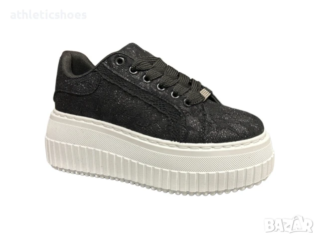 Дамски маратонки на платформа от текстилна дантела