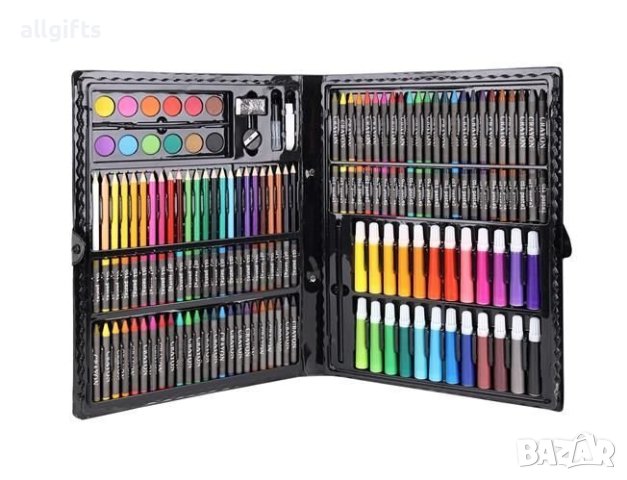 Детски творчески комплект за рисуване и оцветяване 168 части черен, снимка 7 - Рисуване и оцветяване - 40828034