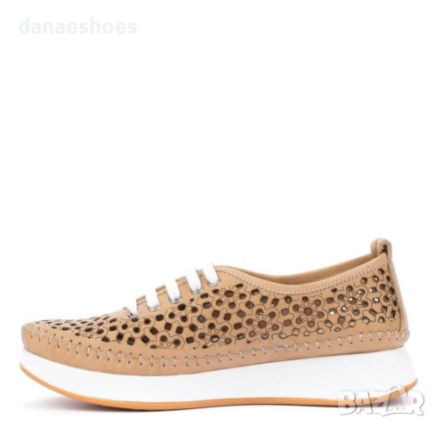Дамски обувки от естествена кожа в бежово, снимка 2 - Дамски ежедневни обувки - 41895292