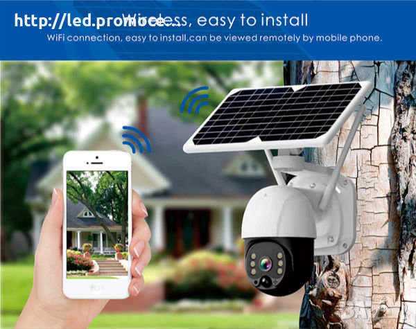Слънчева WIFI камера за видеонаблюдение Поддръжка на TF карта Батерия Мощност 1080P , снимка 2 - IP камери - 36156961