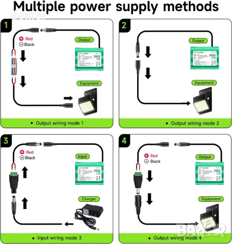 Mspalocell 12V 2800mAh литиева батерия със зарядно устройство и адаптери, снимка 7 - Друга електроника - 53054684