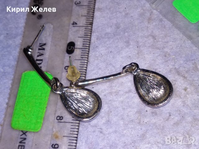 ЕЛЕГАНТНИ КАПКОВИДНИ АРТ ДЕКО СТИЛ ОБЕЦИ / ОБИЦИ с БЯЛА ПОЗЛАТА и ИСКРЯЩИ КРИСТАЛЧЕТА 25572, снимка 2 - Обеци - 41483758