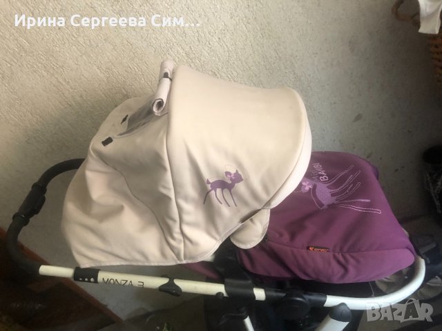 Комбинирана бебешка количка монца 3 мис бамби на лорели, снимка 4 - Детски колички - 28532516