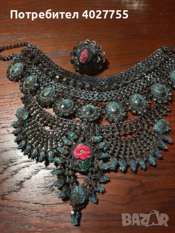 Колие и пръстен с ръчно ушит гоблен 