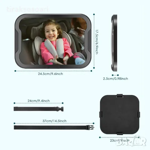 Огледало за задна седалка за наблюдение на деца и бебета, снимка 2 - Аксесоари и консумативи - 47841425