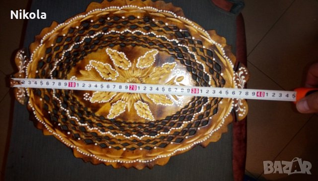 Декоративна дървена купа или чиния ръчно направена 38см / 27см, снимка 10 - Други - 34545504