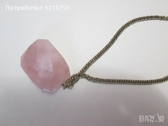 Красиво дамско колие ,голям розов кварц, снимка 4 - Колиета, медальони, синджири - 50303117