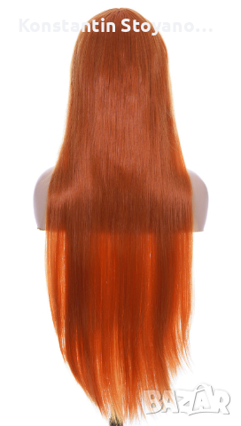 Аниме оранжева 100 см перука, снимка 3 - Аксесоари за коса - 44919393