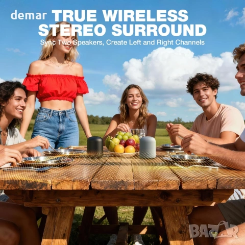 Преносим Bluetooth високоговорител Bobtot безжичен, водоустойчив, вграден микрофон, черен, снимка 6 - Bluetooth тонколони - 53778797