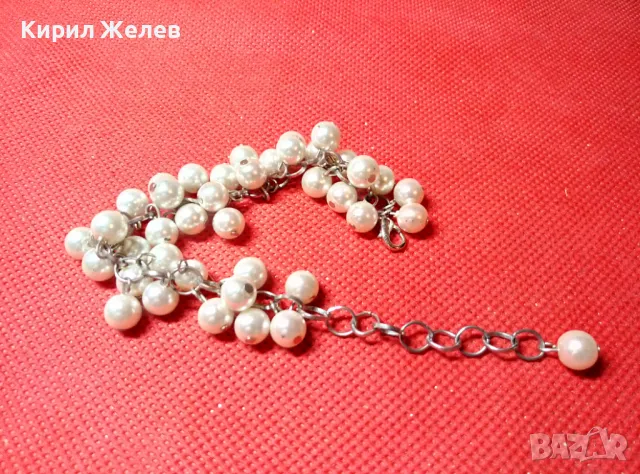 СРЕБРИСТА ГИЗДАВА ПЕРЛЕН Тип ВИНТИДЖ АРТ СТИЛ ГРИВНА 23784, снимка 5 - Гривни - 47307749