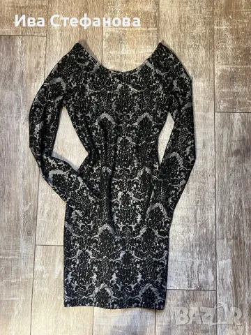 Нова еластична елегантна парти черна сива сиво фигури  Only, снимка 2 - Рокли - 48079506