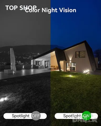 Външна охранителна камера blurams, 3MP външна камера с цветно нощно виждане, двупосочно аудио, IP66, снимка 2 - Камери - 48774406