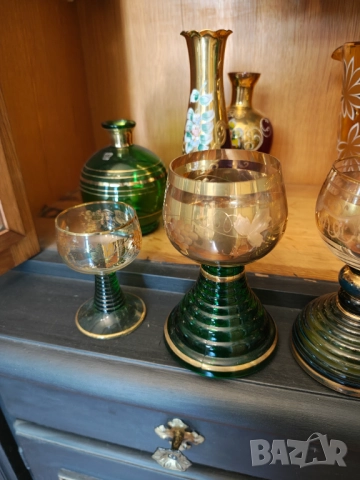 Страхотни кристални чаши с позлата , снимка 3 - Чаши - 51457467