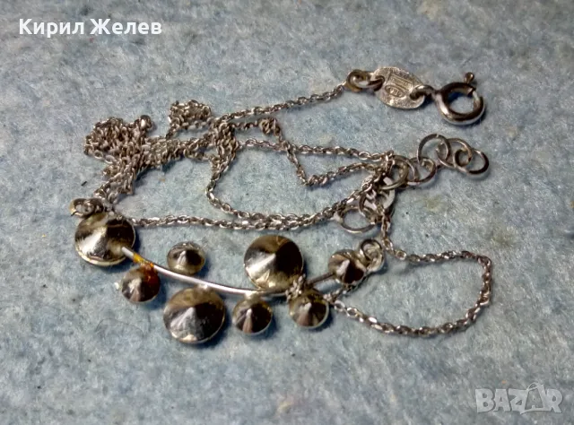 ПРЕЛЕСТНО ФЛОРАЛНО СКЪПОЦЕННО СРЕБЪРНО КОЛИЕ СРЕБРО 925 с БЯЛА ПОЗЛАТА ЧАСТ от КОМПЛЕКТ 48603, снимка 4 - Колиета, медальони, синджири - 49144168