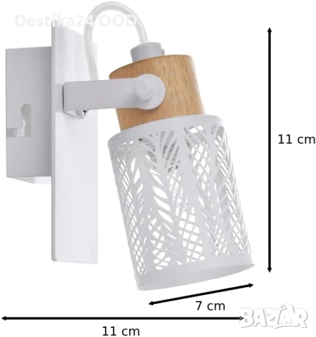 Бял стенен спот с дърво модерен минималистичен дизайн, снимка 2 - Декорация за дома - 53383429