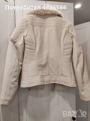 Бежово кожено яке Guess, снимка 5 - Якета - 52087793