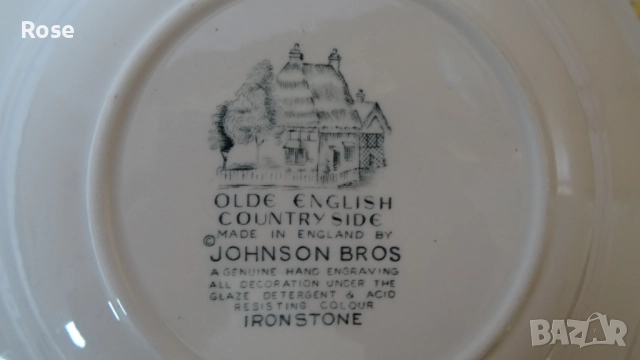 Порцелан винтидж - Англия Johnson Brothers розово-червено, снимка 14 - Чинии - 52217211