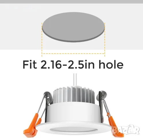 LEDLightsWorld 5 см LED вградено осветление, димируема таванна лампа, 3W, 3000K, CRI80, 6 броя, снимка 2 - Лед осветление - 49866374