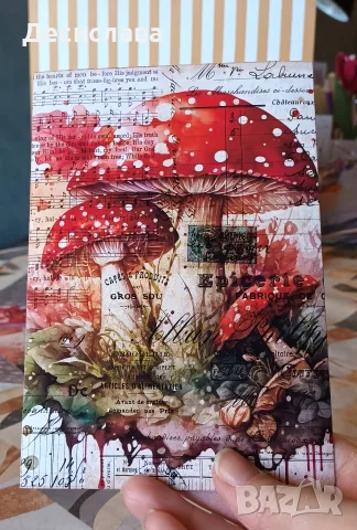 Картичка-плик с гъбки, снимка 7 - Подаръци за рожден ден - 56320695